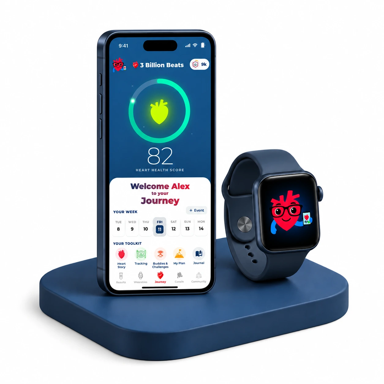 3 Billion Beats app on iPhone, with Corwin on Apple Watch